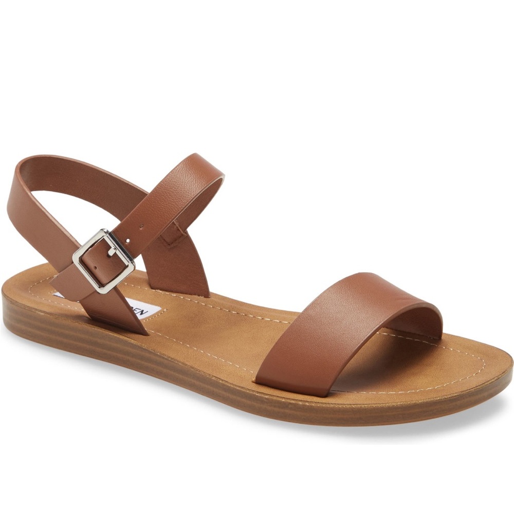 Steve Madden League Quarter Strap Sandal Tan/ Brown/ Cognac